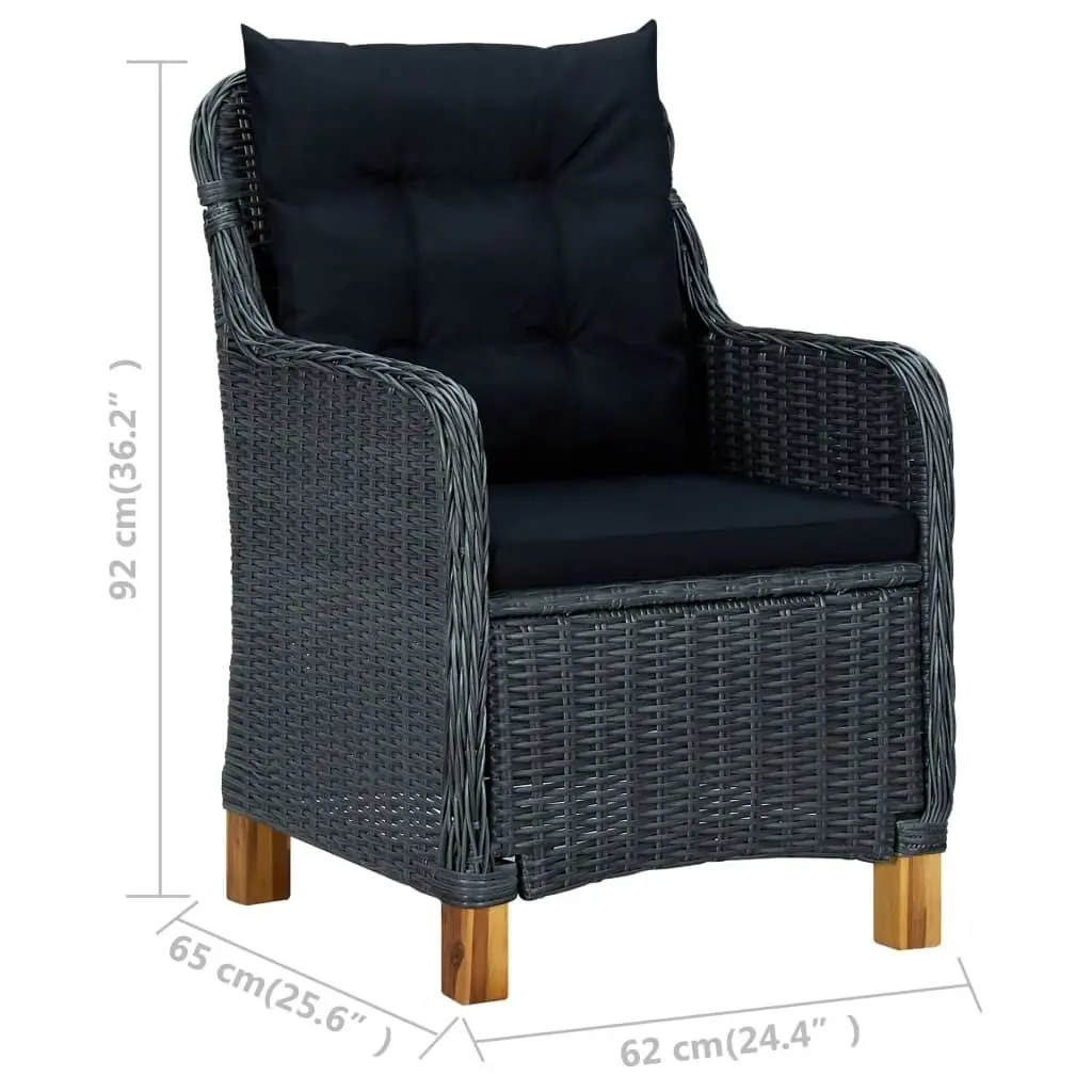 Garden Chairs with Cushions 2 pcs Poly Rattan Dark Grey 313316