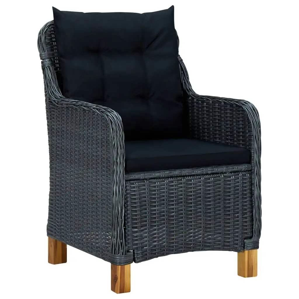 Garden Chairs with Cushions 2 pcs Poly Rattan Dark Grey 313316