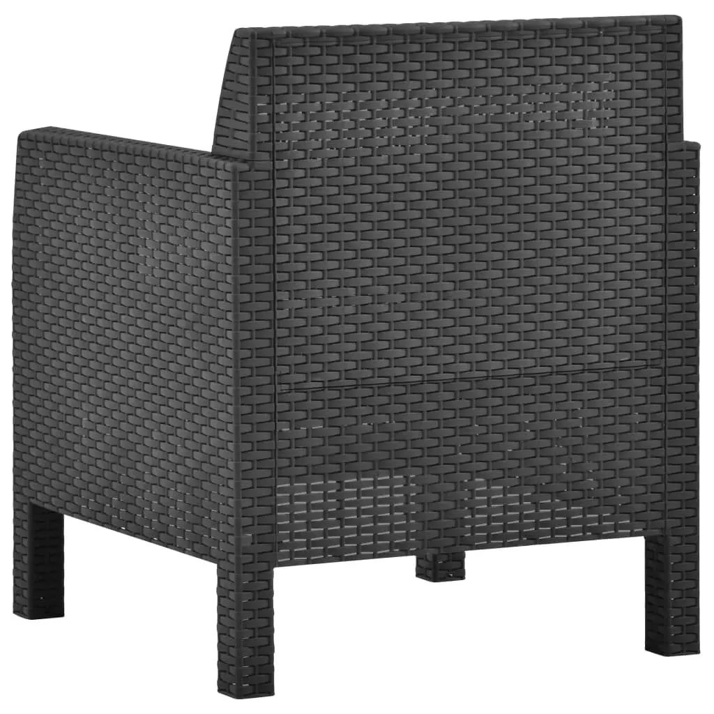 Garden Chairs with Cushions 2 pcs PP Rattan Anthracite 3079666