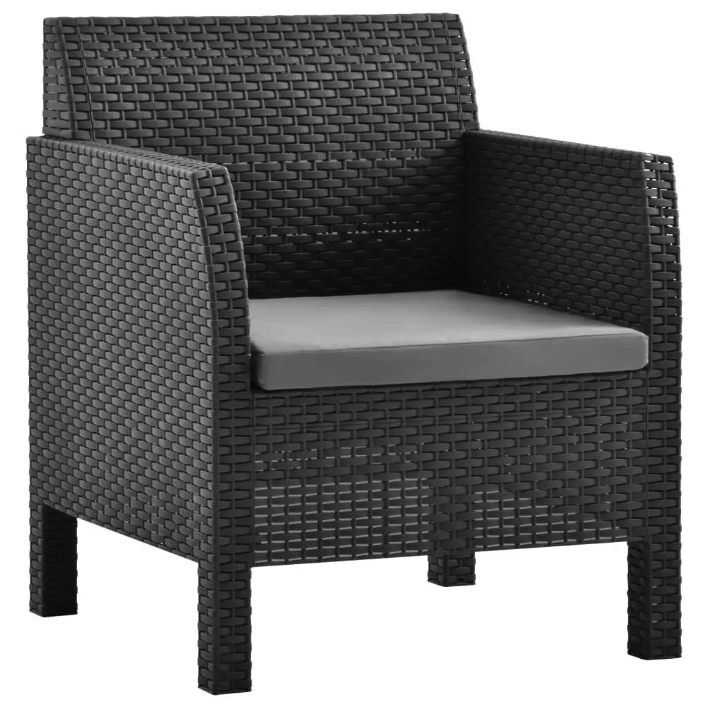 Garden Chairs with Cushions 2 pcs PP Rattan Anthracite 3079666