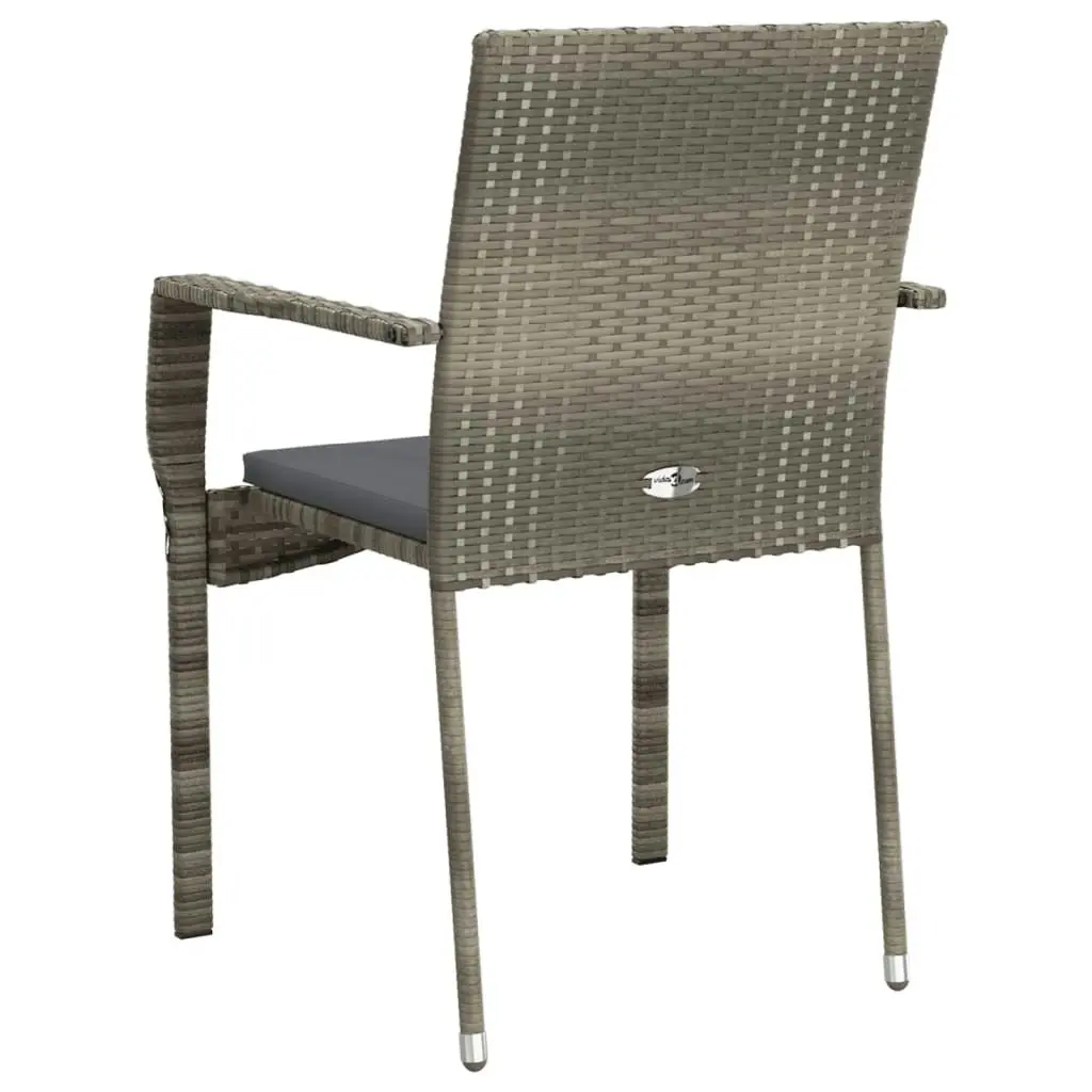 Garden Chairs with Cushions 2 pcs Poly Rattan Grey 319882