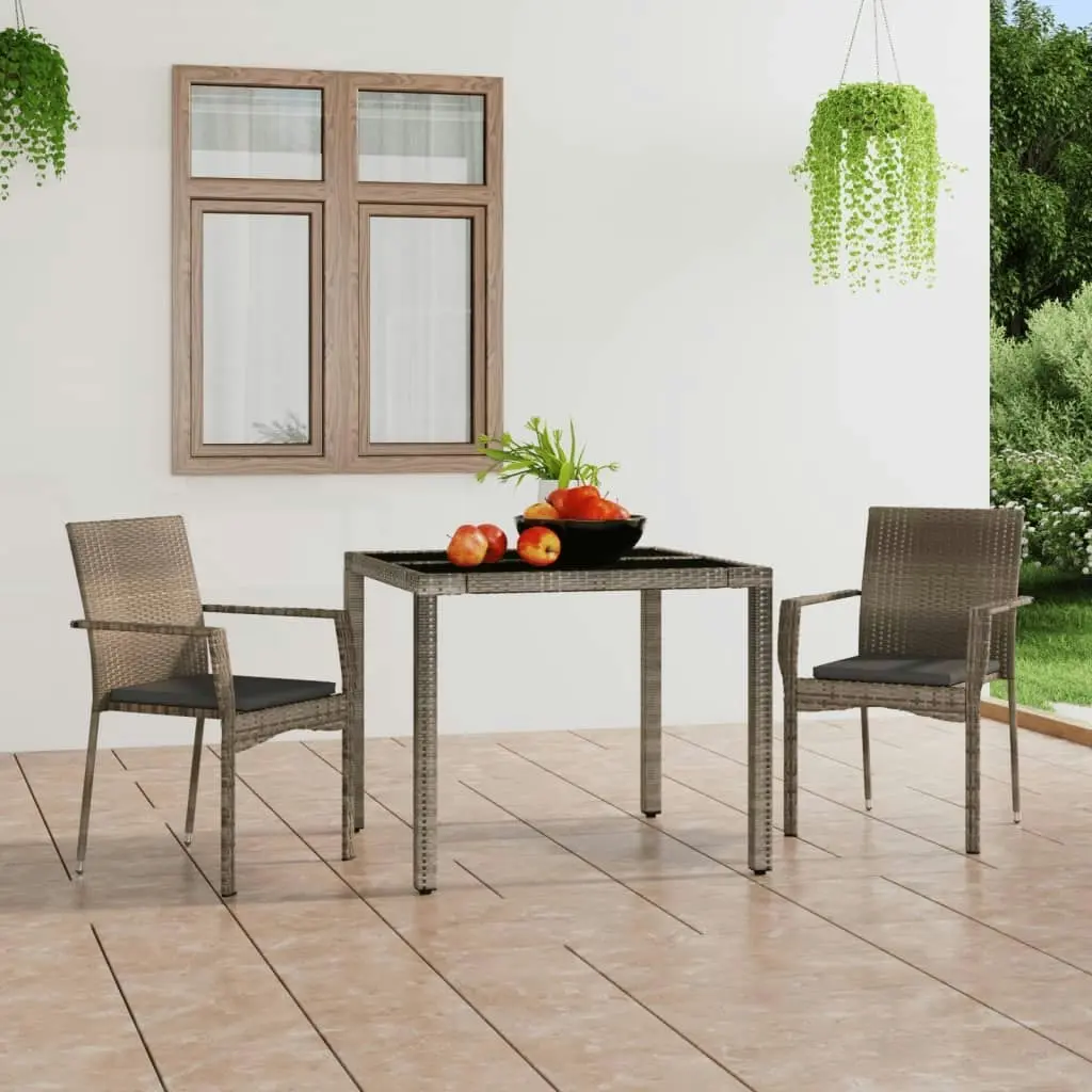 Garden Chairs with Cushions 2 pcs Poly Rattan Grey 319882