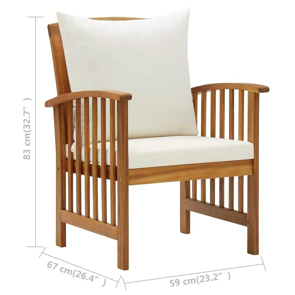 Garden Chairs with Cushions 2 pcs Solid Acacia Wood 310257