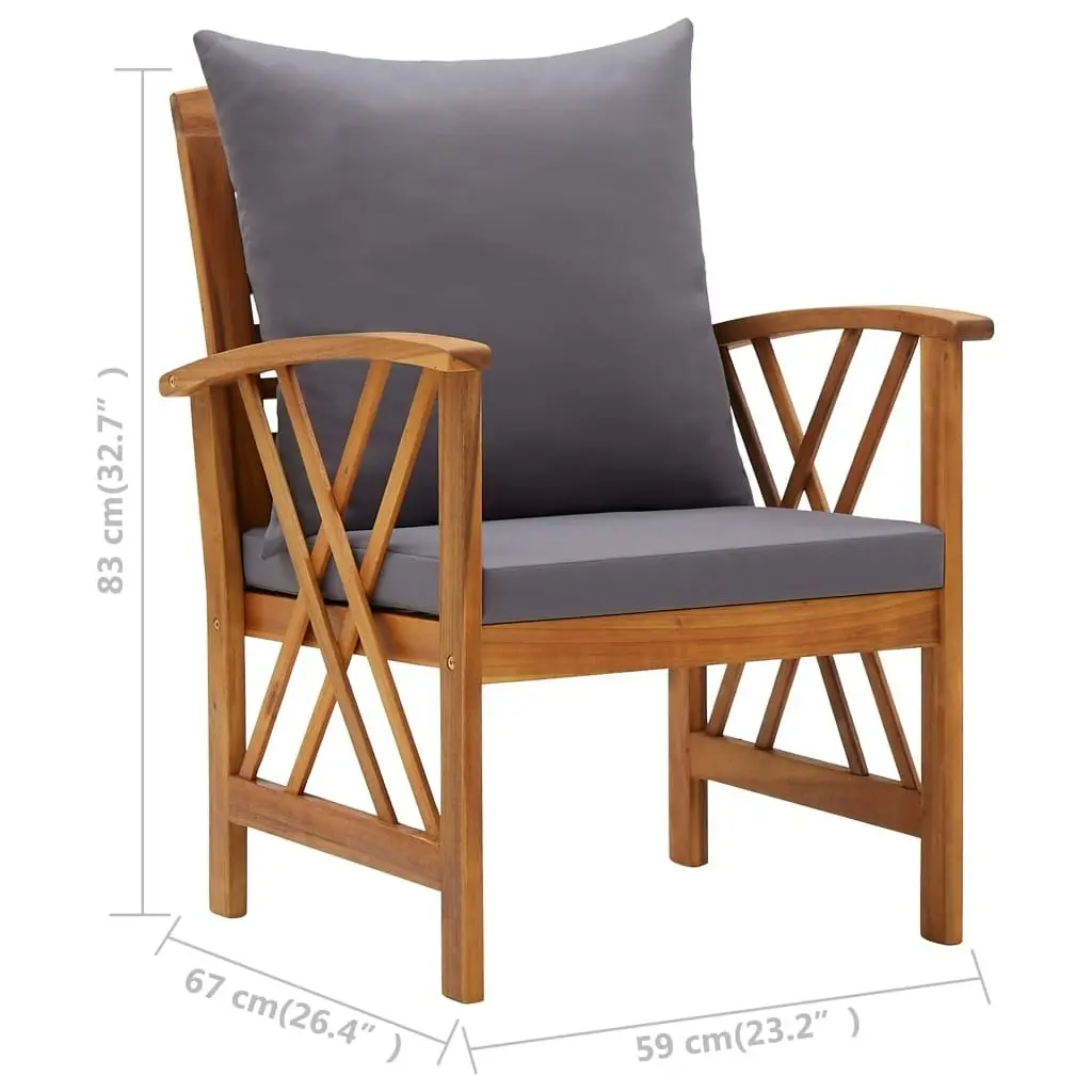 Garden Chairs with Cushions 2 pcs Solid Acacia Wood 310268