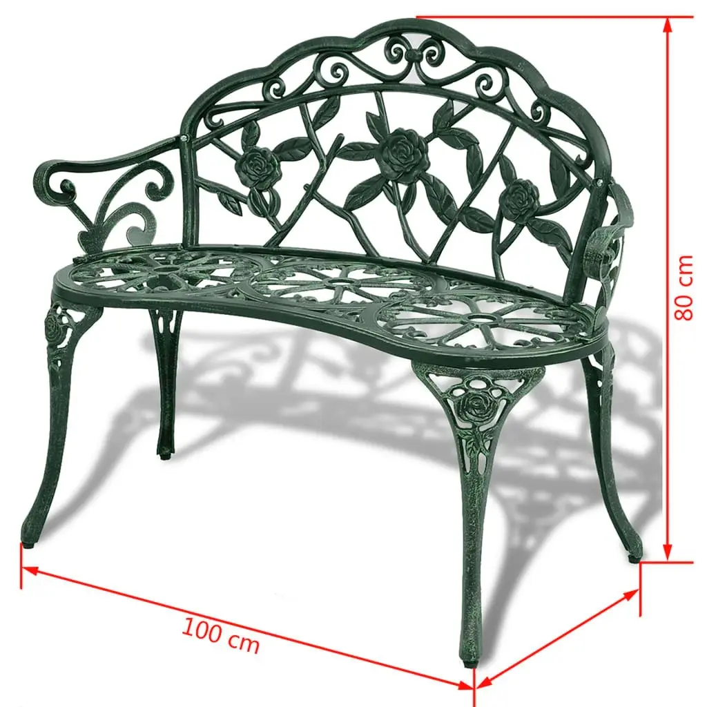 Garden Bench 100 cm Cast Aluminium Green 42166