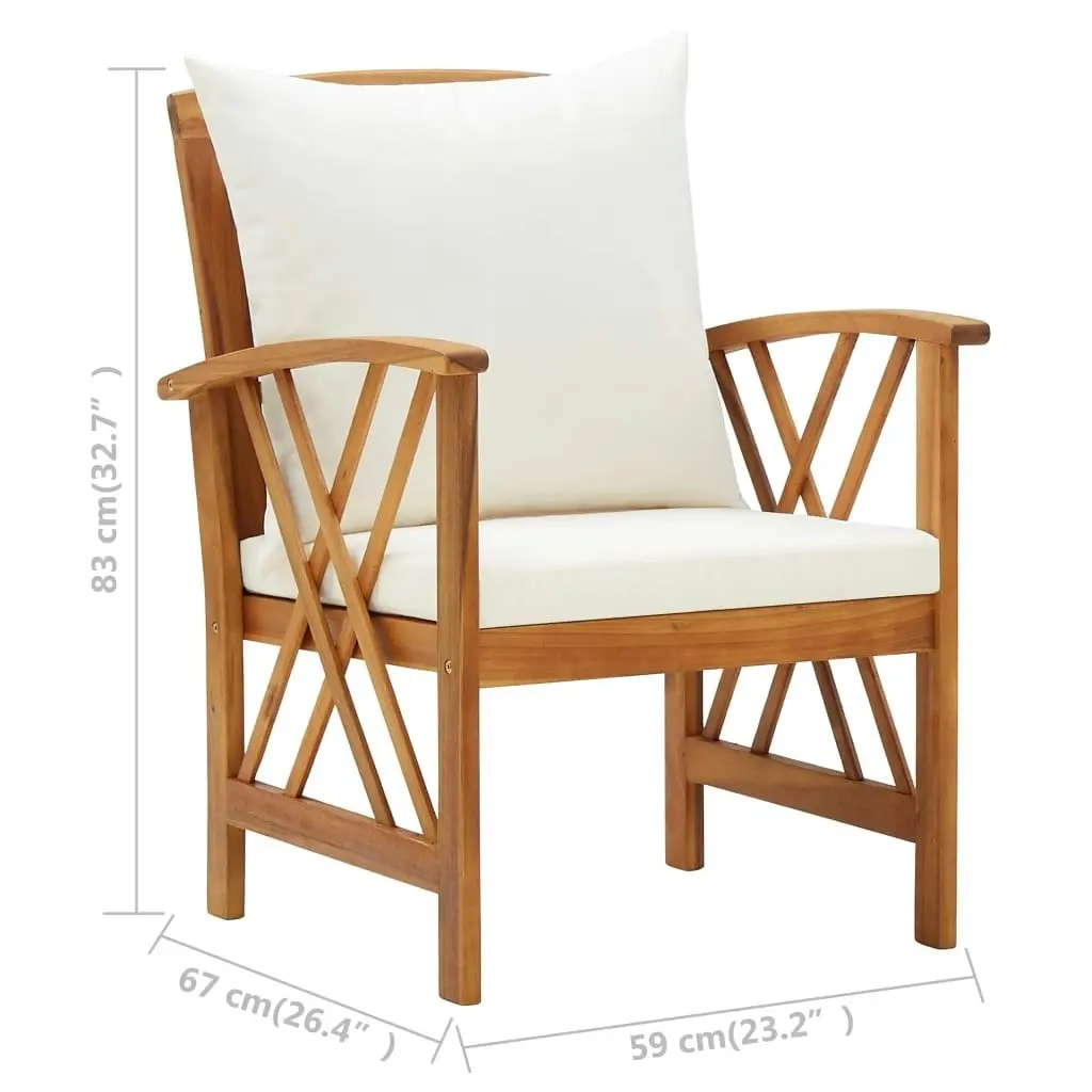 Garden Chairs with Cushions 2 pcs Solid Acacia Wood 310267