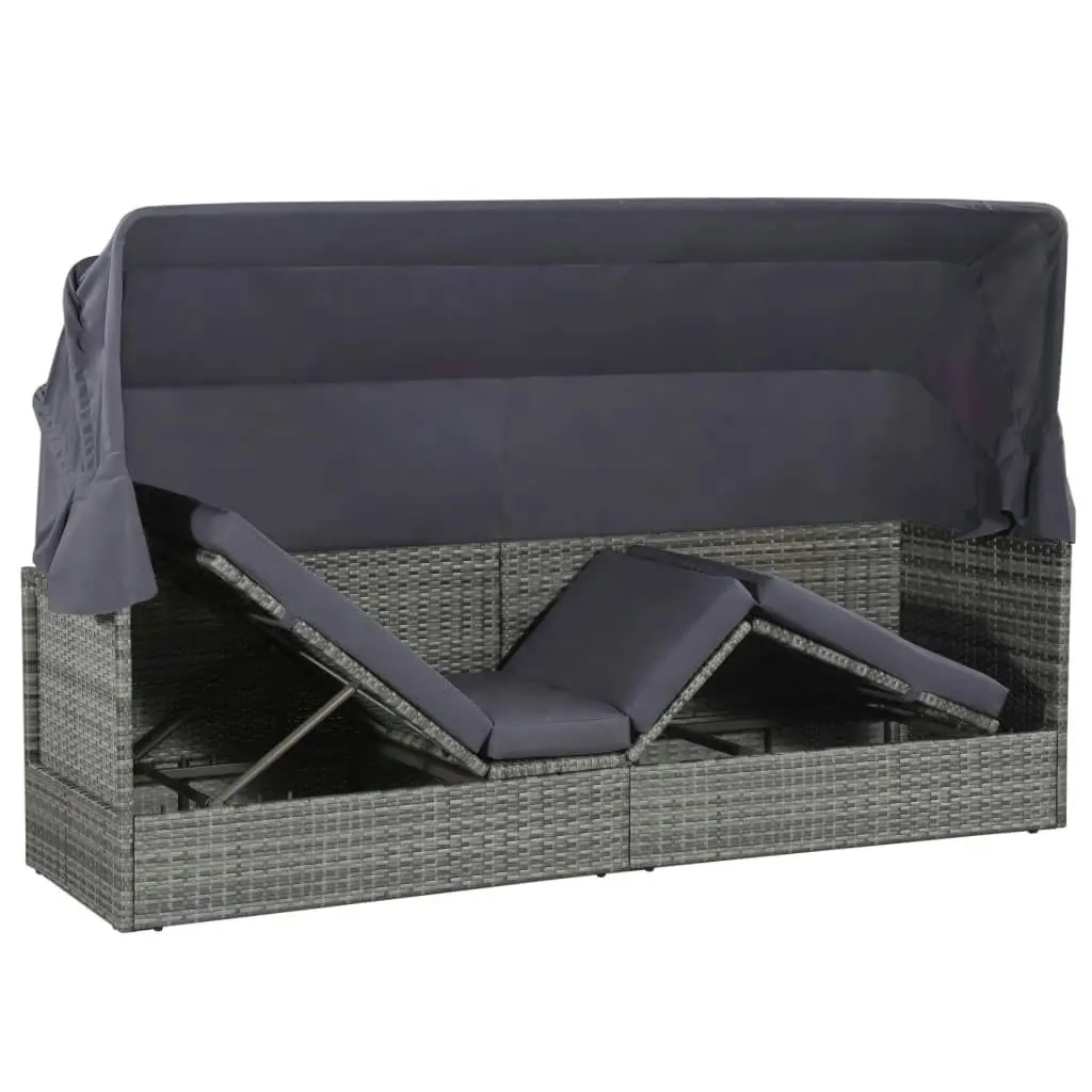 Garden Bed with Canopy Grey 205x62 cm Poly Rattan 43962