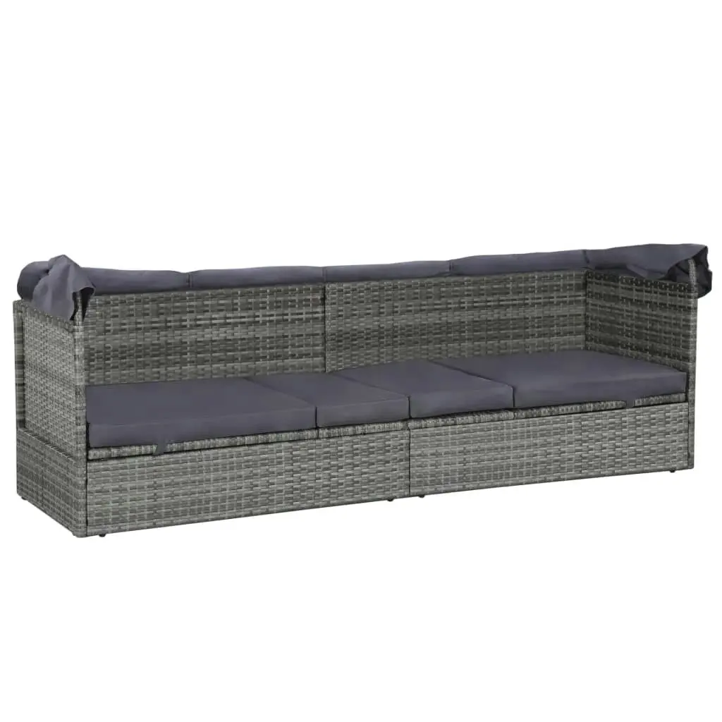 Garden Bed with Canopy Grey 205x62 cm Poly Rattan 43962