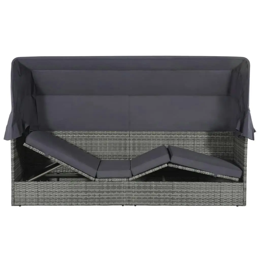 Garden Bed with Canopy Grey 205x62 cm Poly Rattan 43962