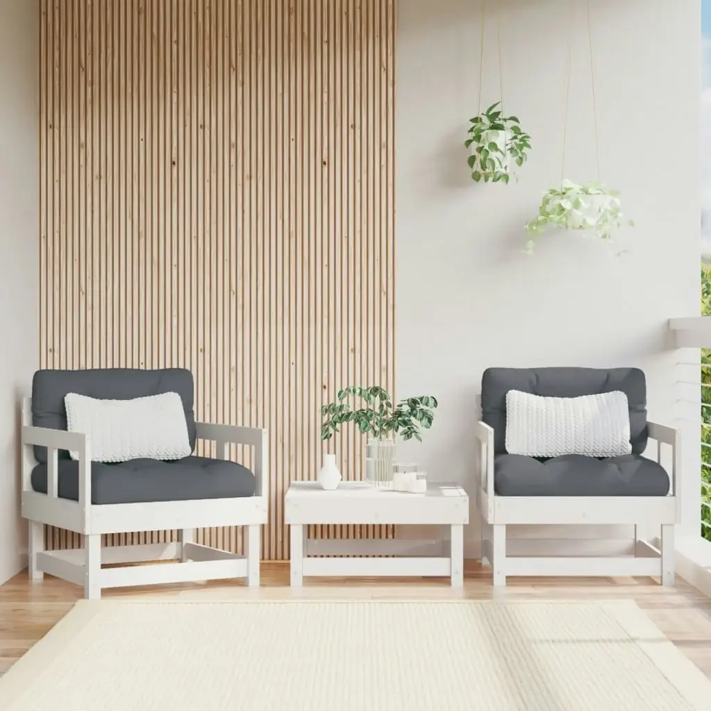 Garden Chairs with Cushions 2 pcs White Solid Wood Pine 825444