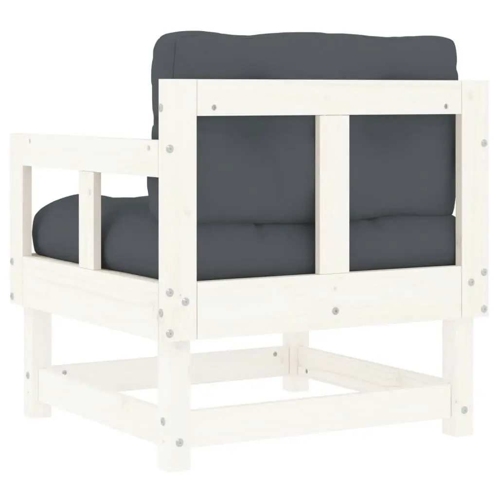 Garden Chairs with Cushions 2 pcs White Solid Wood Pine 825444