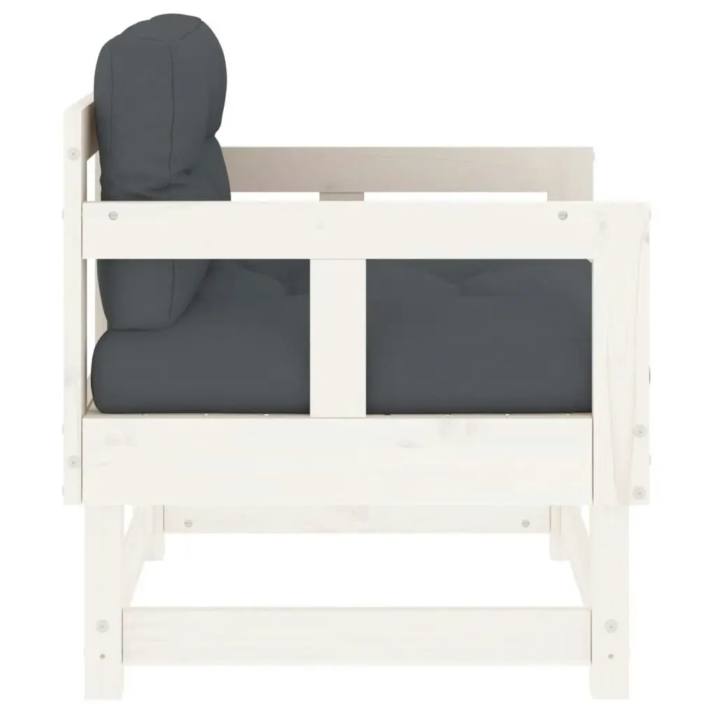 Garden Chairs with Cushions 2 pcs White Solid Wood Pine 825444