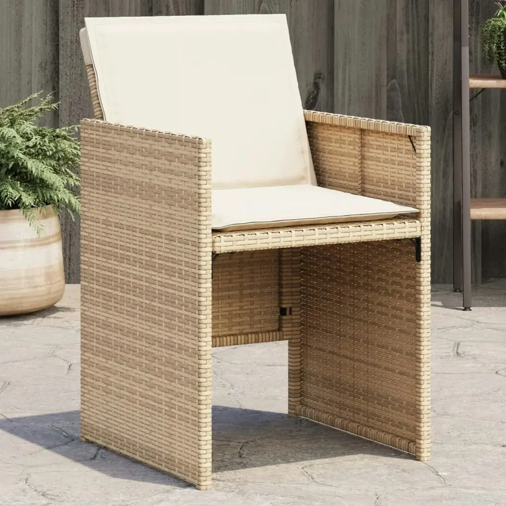 Garden Chairs with Cushions 4 pcs Beige Poly Rattan 364936