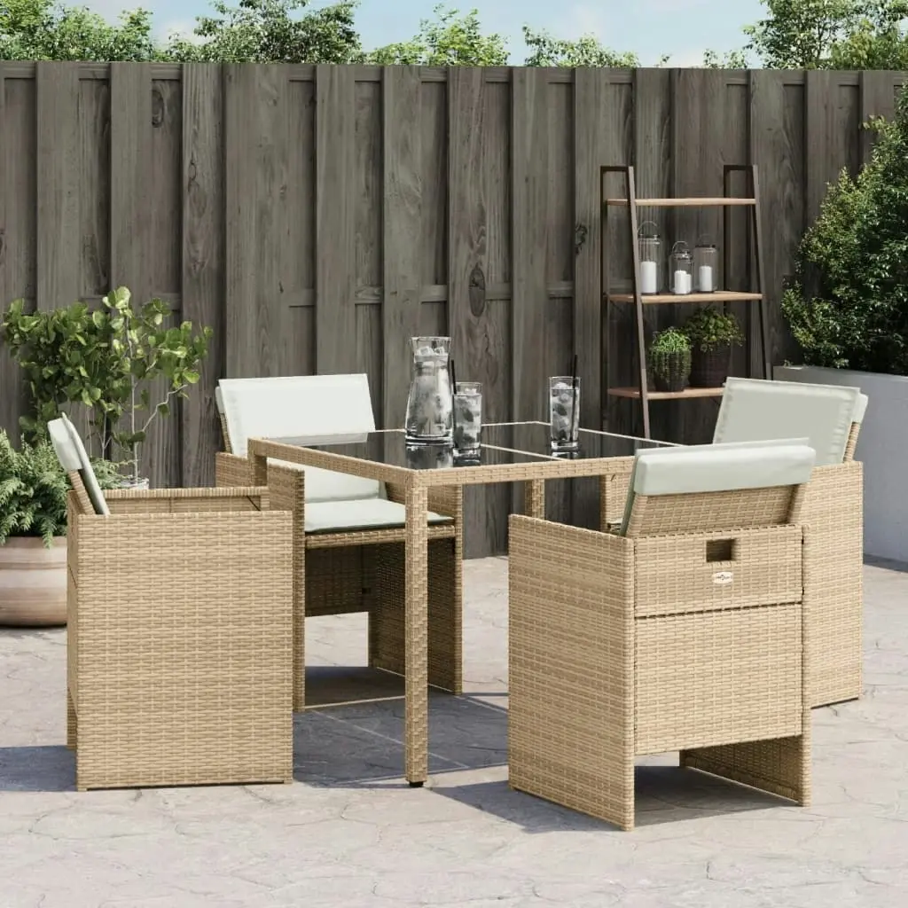 Garden Chairs with Cushions 4 pcs Beige Poly Rattan 364936