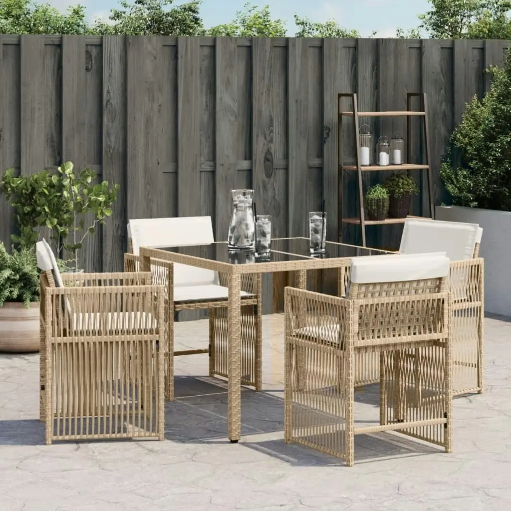 Garden Chairs with Cushions 4 pcs Beige Poly Rattan 365038