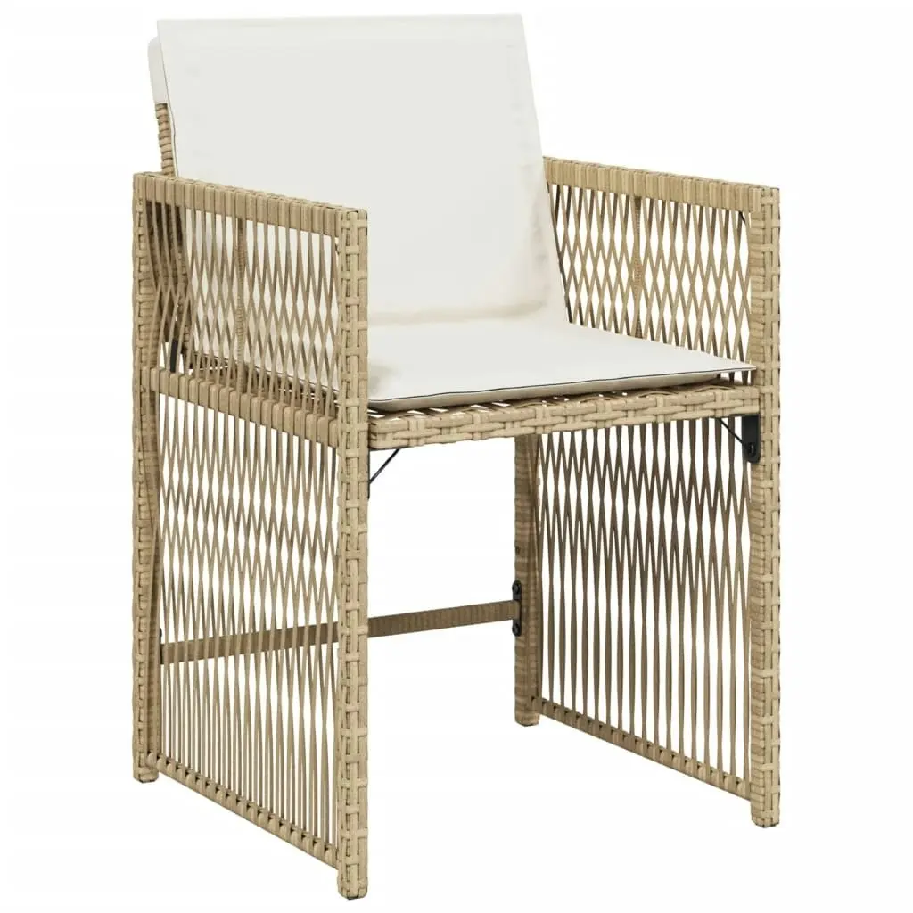 Garden Chairs with Cushions 4 pcs Beige Poly Rattan 365038