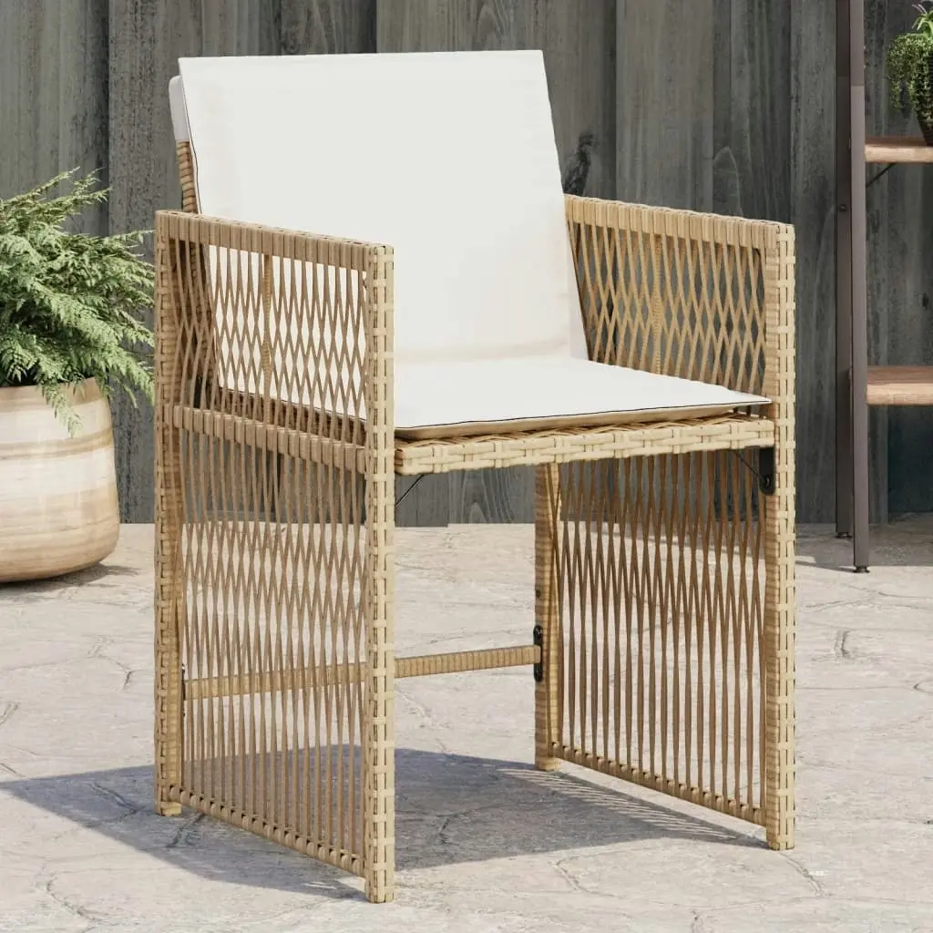 Garden Chairs with Cushions 4 pcs Beige Poly Rattan 365038