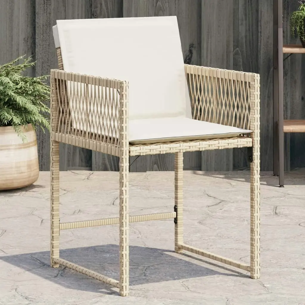 Garden Chairs with Cushions 4 pcs Beige Poly Rattan 365021