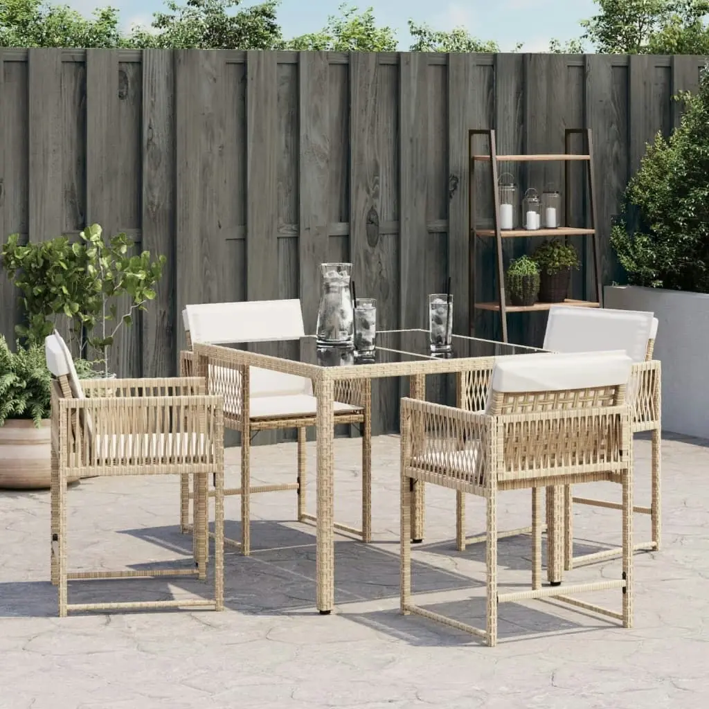 Garden Chairs with Cushions 4 pcs Beige Poly Rattan 365021