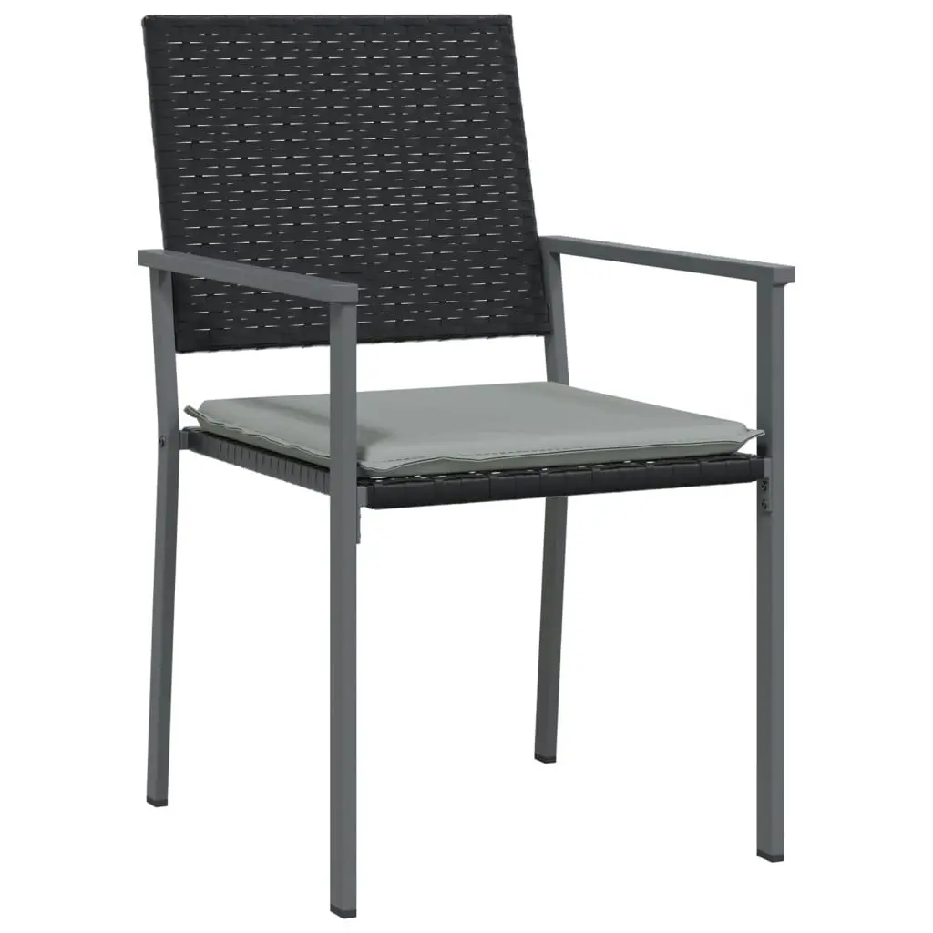 Garden Chairs with Cushions 4 pcs Black 54x62.5x89 cm Poly Rattan 3187081