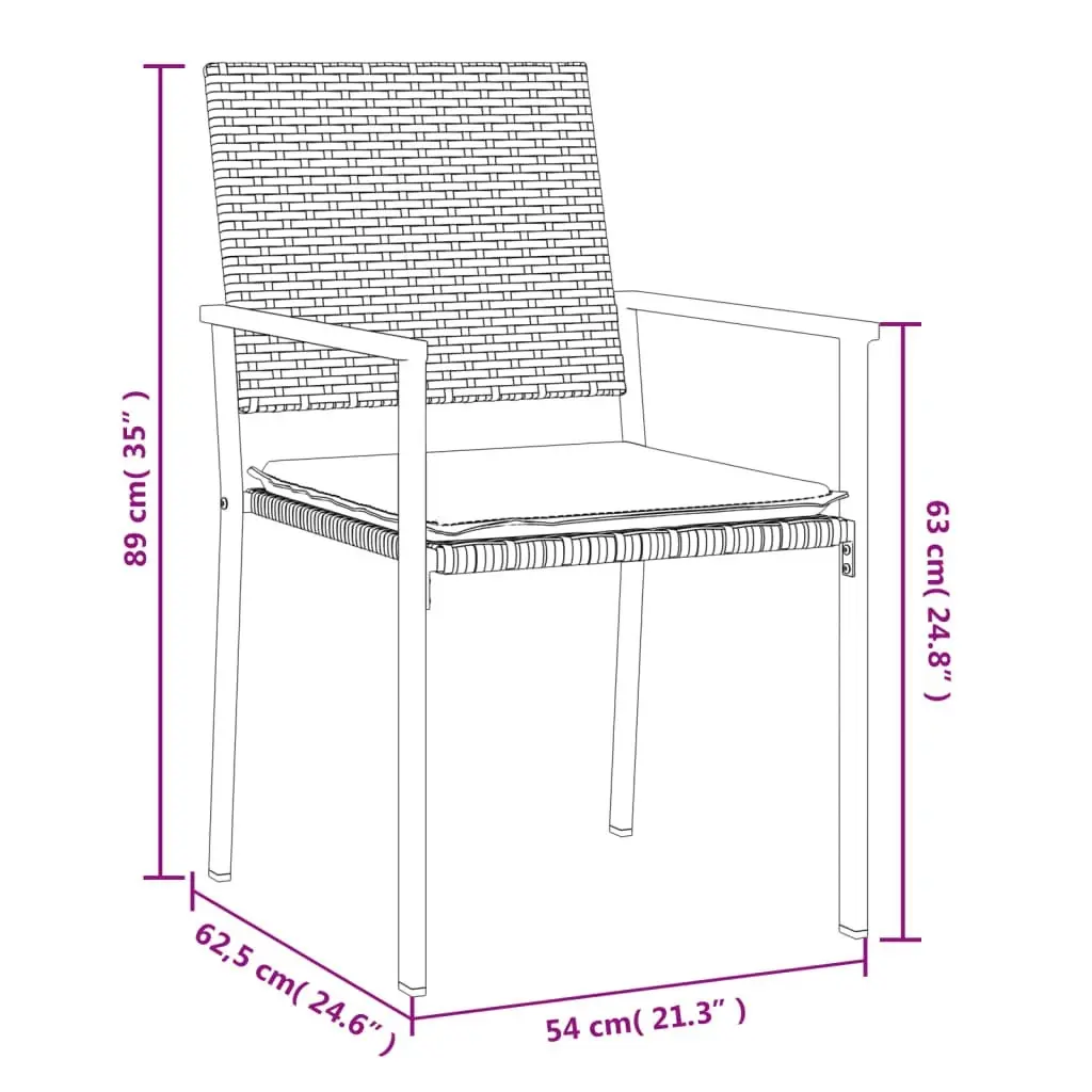 Garden Chairs with Cushions 4 pcs Black 54x62.5x89 cm Poly Rattan 3187081