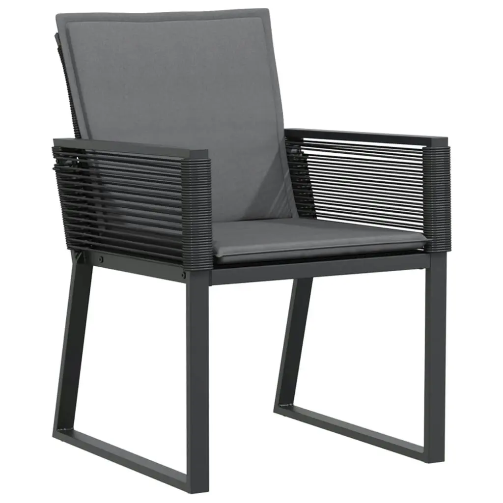 Garden Chairs with Cushions 4 pcs Black Poly Rattan 4008116