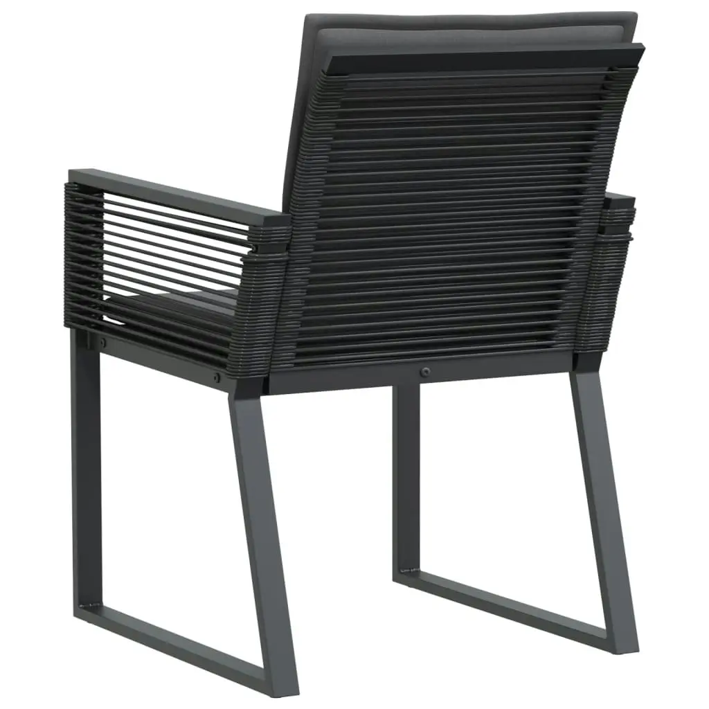 Garden Chairs with Cushions 4 pcs Black Poly Rattan 4008116