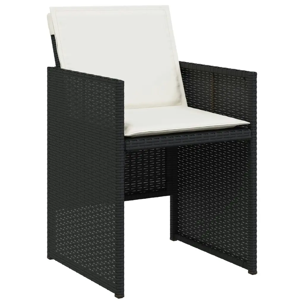 Garden Chairs with Cushions 4 pcs Black Poly Rattan 364932