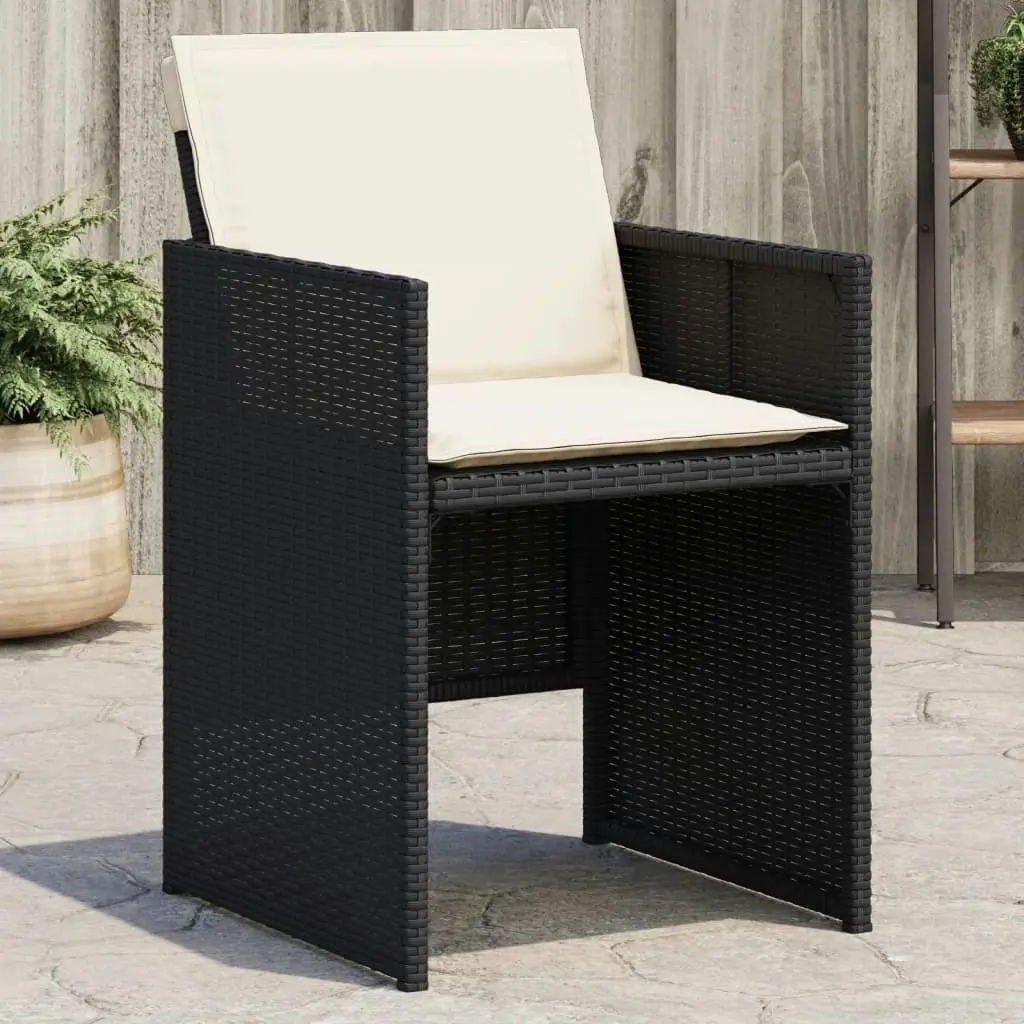 Garden Chairs with Cushions 4 pcs Black Poly Rattan 364932