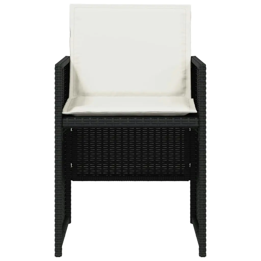 Garden Chairs with Cushions 4 pcs Black Poly Rattan 364932