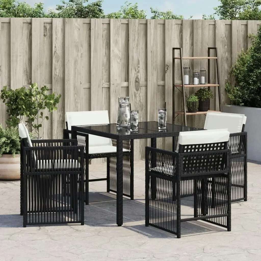 Garden Chairs with Cushions 4 pcs Black Poly Rattan 365034