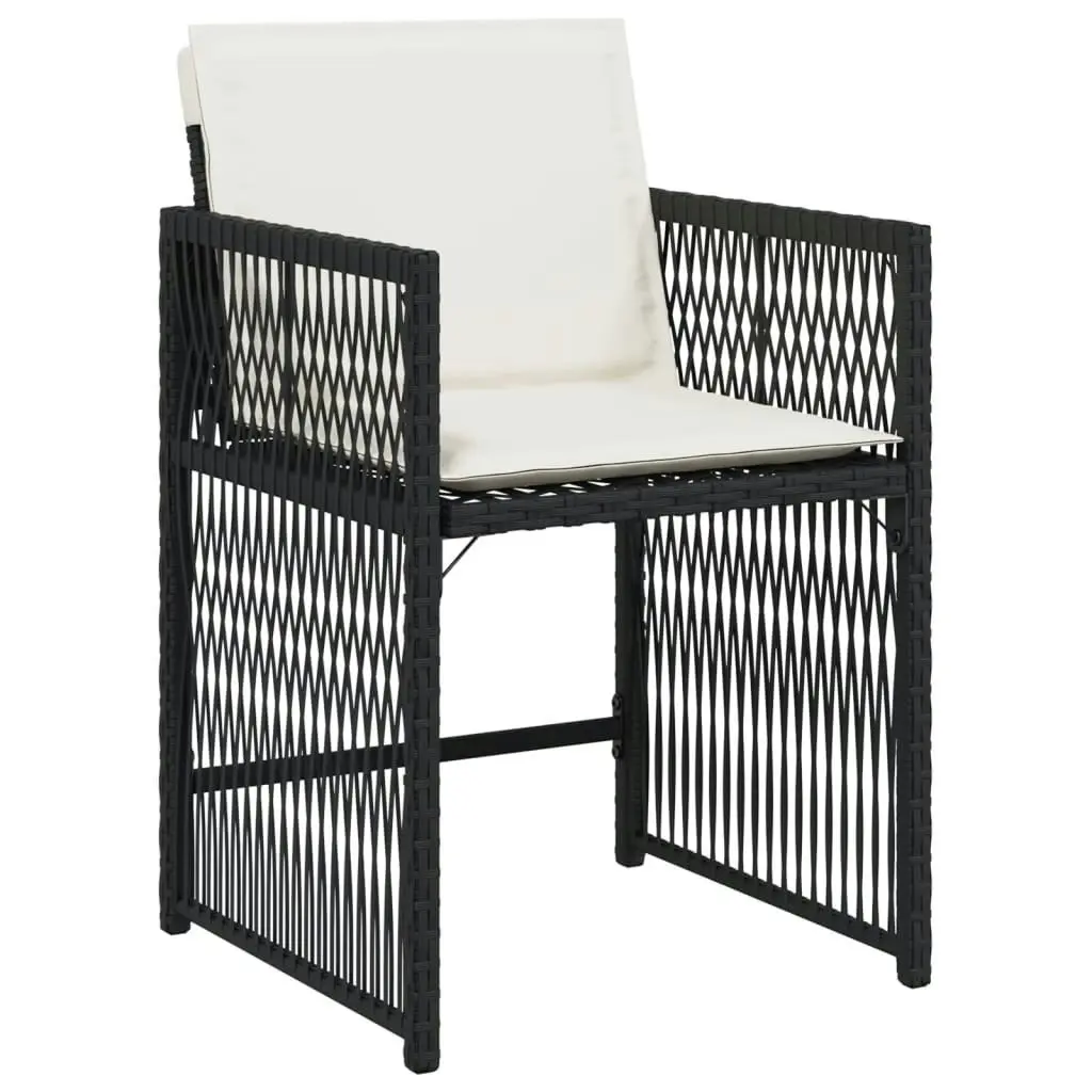 Garden Chairs with Cushions 4 pcs Black Poly Rattan 365034