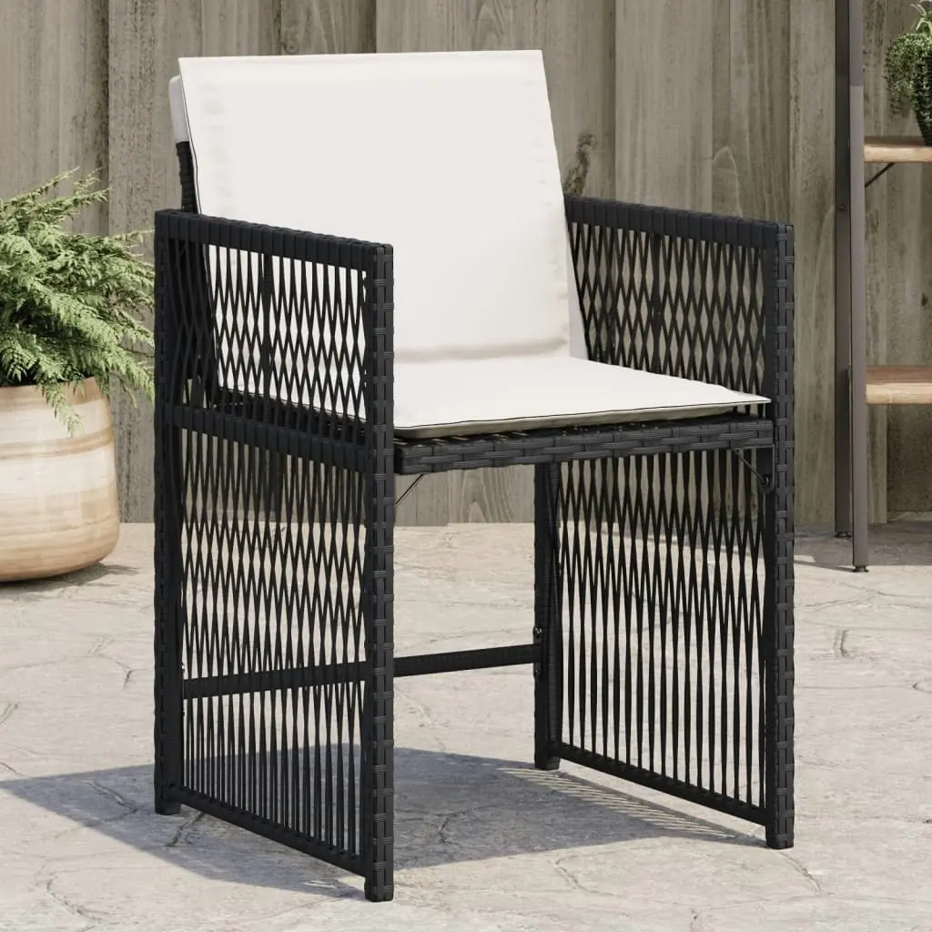 Garden Chairs with Cushions 4 pcs Black Poly Rattan 365034