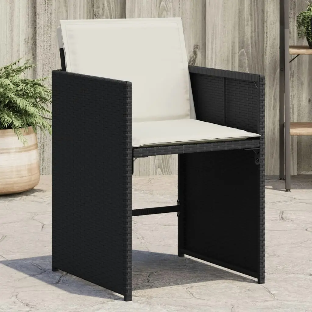 Garden Chairs with Cushions 4 pcs Black Poly Rattan 364983