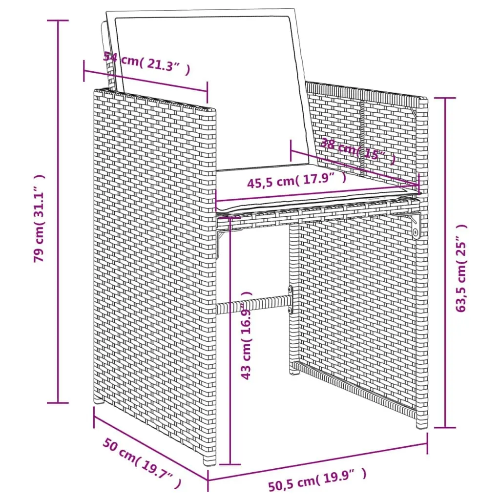 Garden Chairs with Cushions 4 pcs Black Poly Rattan 364983