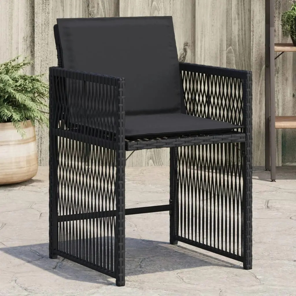 Garden Chairs with Cushions 4 pcs Black Poly Rattan 365035