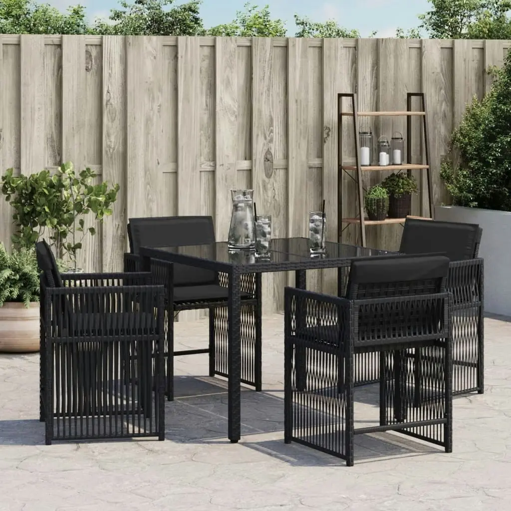 Garden Chairs with Cushions 4 pcs Black Poly Rattan 365035