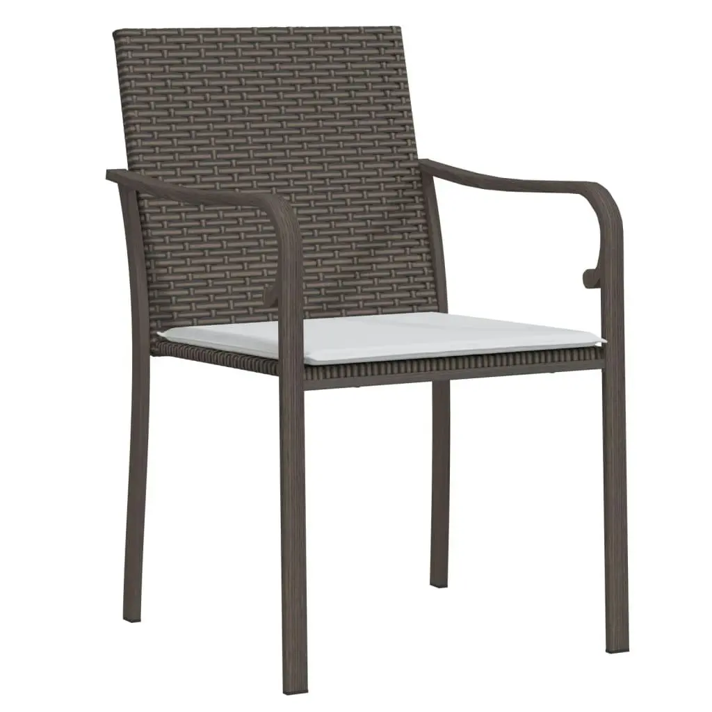 Garden Chairs with Cushions 4 pcs Brown 56x59x84 cm Poly Rattan 3187073