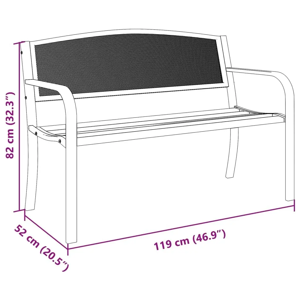 Garden Bench 119 cm Black Steel 4002827