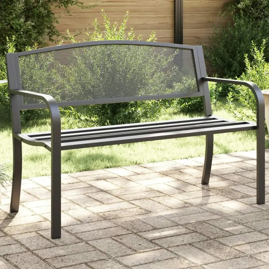 Garden Bench 119 cm Black Steel 4002827