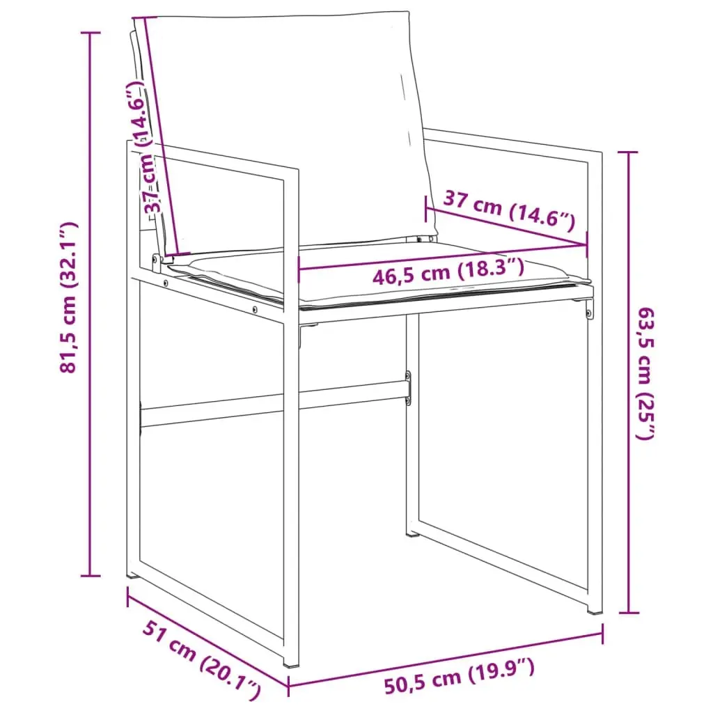 Garden Chairs with Cushions 4 pcs Black Steel and Textilene 4008584