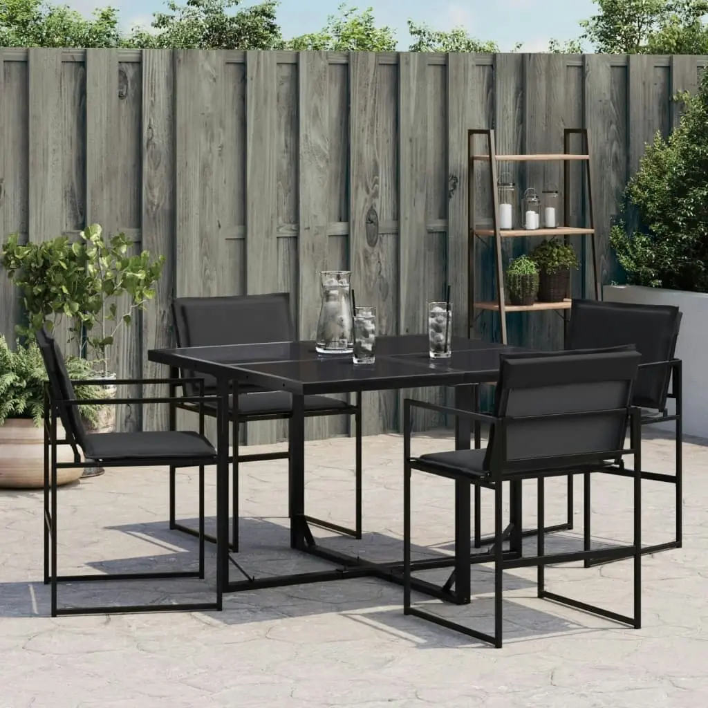 Garden Chairs with Cushions 4 pcs Black Steel and Textilene 4008584