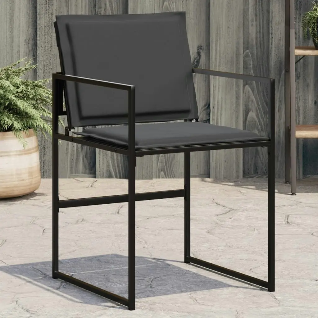 Garden Chairs with Cushions 4 pcs Black Steel and Textilene 4008584