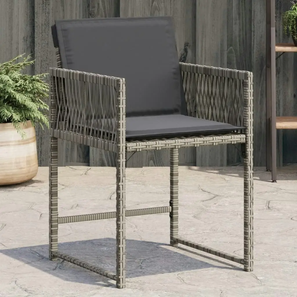 Garden Chairs with Cushions 4 pcs Grey Poly Rattan 365019