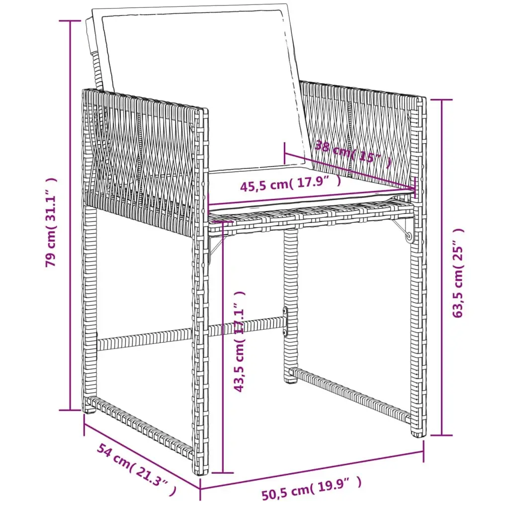 Garden Chairs with Cushions 4 pcs Grey Poly Rattan 365019