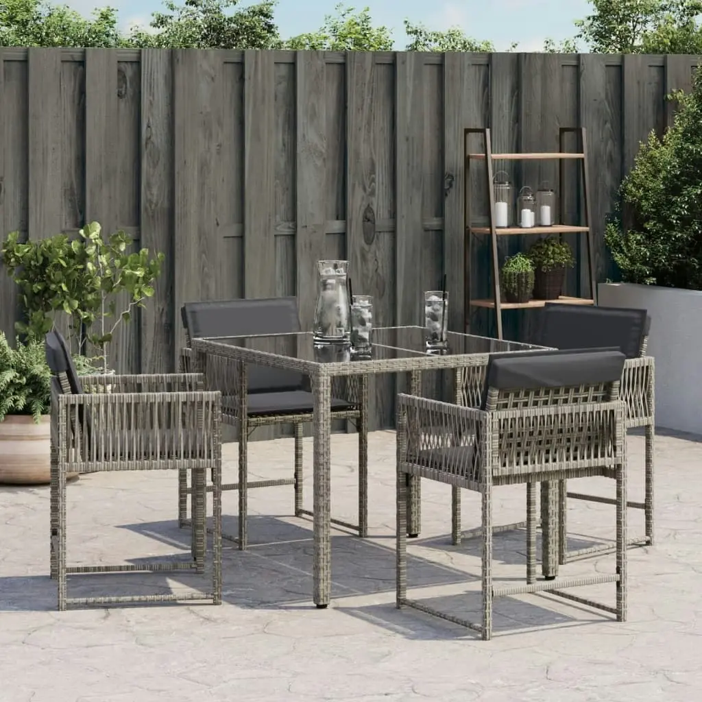 Garden Chairs with Cushions 4 pcs Grey Poly Rattan 365019