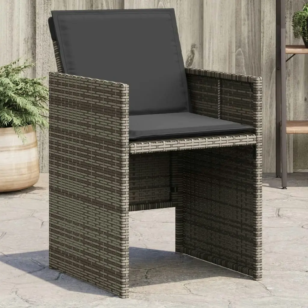 Garden Chairs with Cushions 4 pcs Grey Poly Rattan 364934