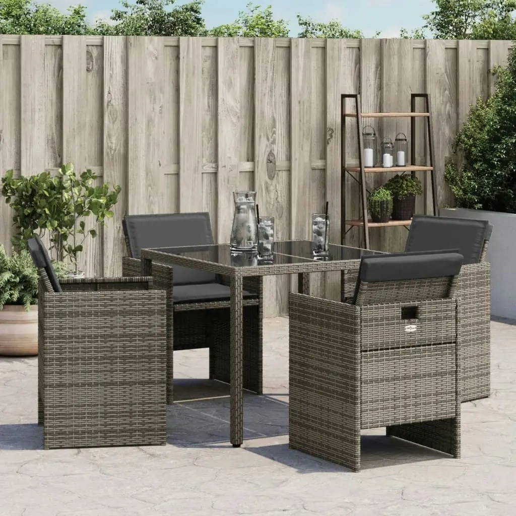 Garden Chairs with Cushions 4 pcs Grey Poly Rattan 364934