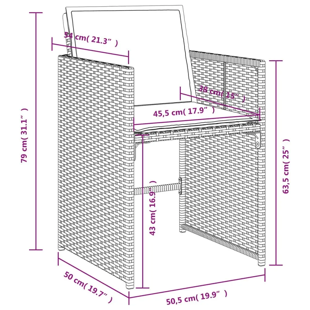 Garden Chairs with Cushions 4 pcs Grey Poly Rattan 364985