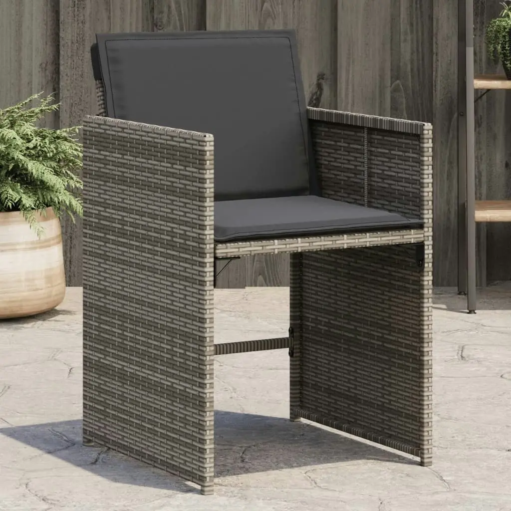 Garden Chairs with Cushions 4 pcs Grey Poly Rattan 364985